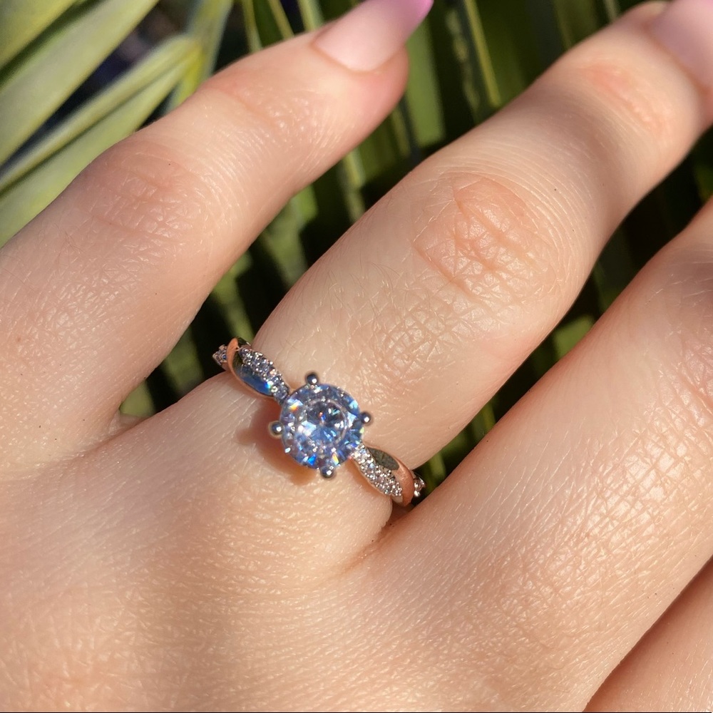 NEW 925 Sterling Silver Two tone Ring Engagement - Picture 6 of 11